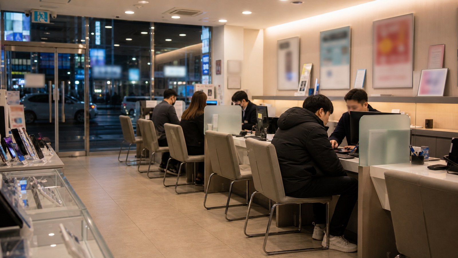 오룡지구 신도시 거리와 단지 상가가 보이는 오후 풍경, 오룡지구 휴대폰 매장가
