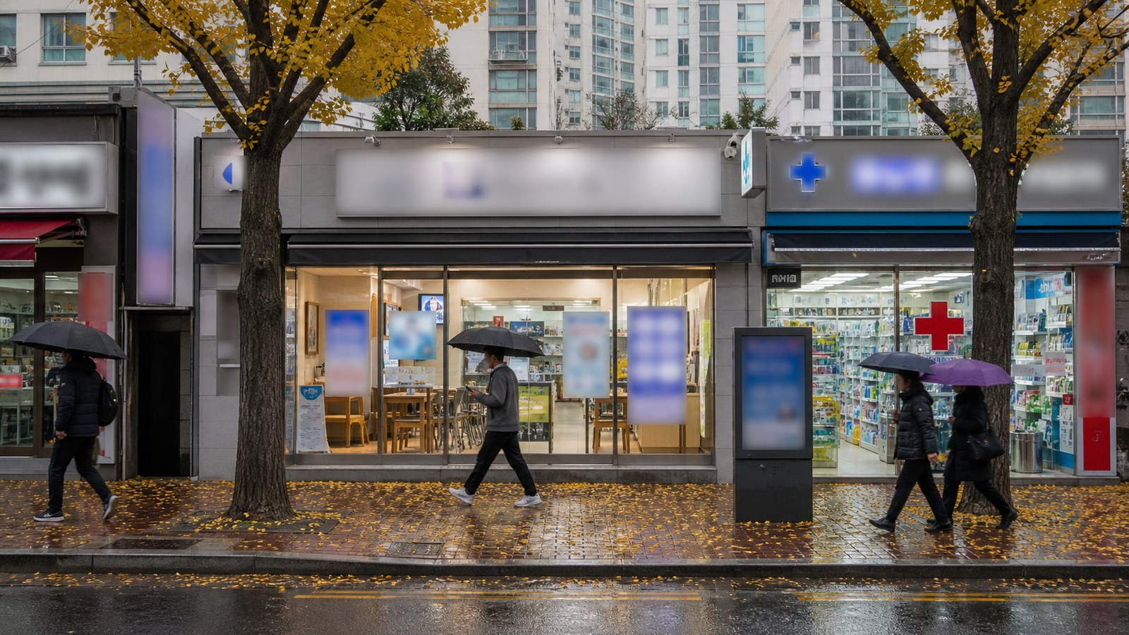 신용산역 사거리의 저녁 거리 풍경, 신용산 휴대폰 매장가