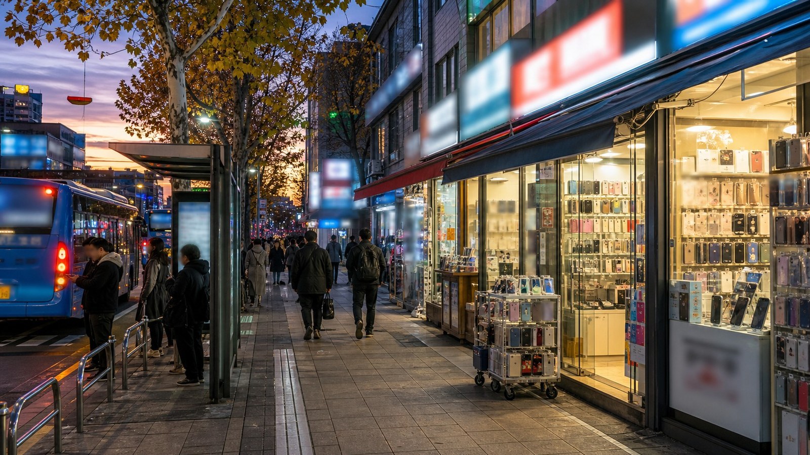 구산 두 매장에서 받은 견적을 휴대폰 화면에 나란히 띄워 비교하는 손